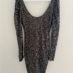Arden B Violet Sequin Long Sleeve Dress